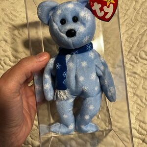 Ty 1999 Holiday Bear Light Blue Snowflake Bear with Scarf